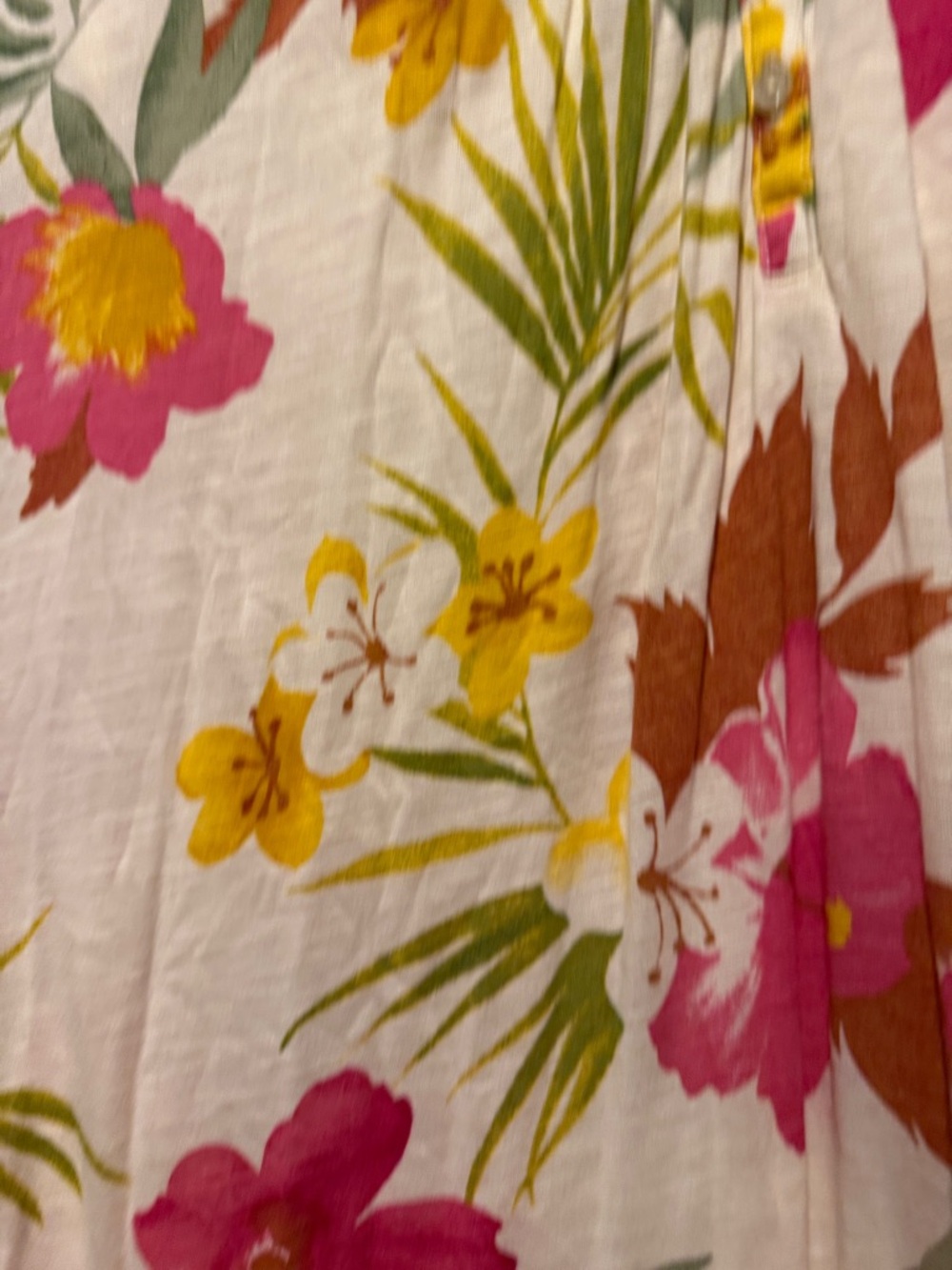 Chaps Cream Floral Peasant Blouse with Pink & Yellow Flowers - Picture 3 of 4